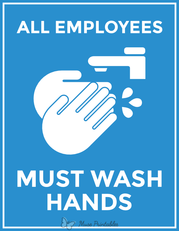 Printable All Employees Must Wash Hands Sign