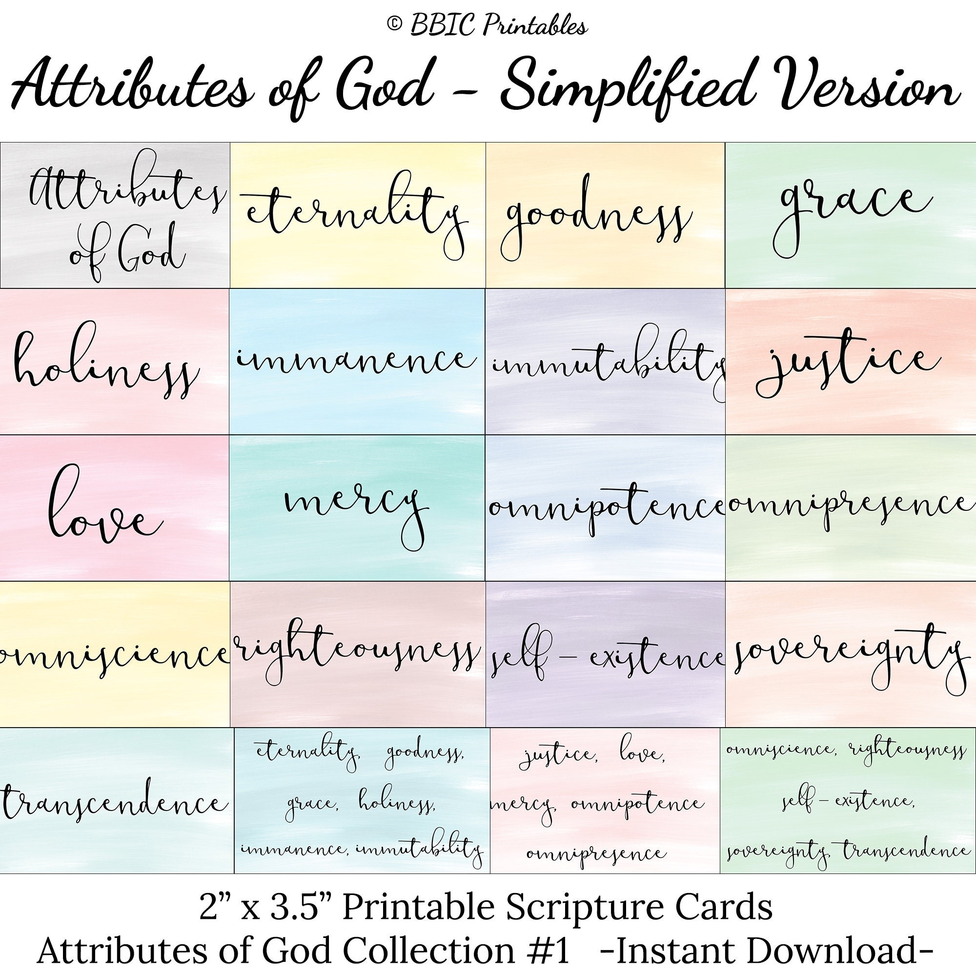 Printable Attributes Of God List