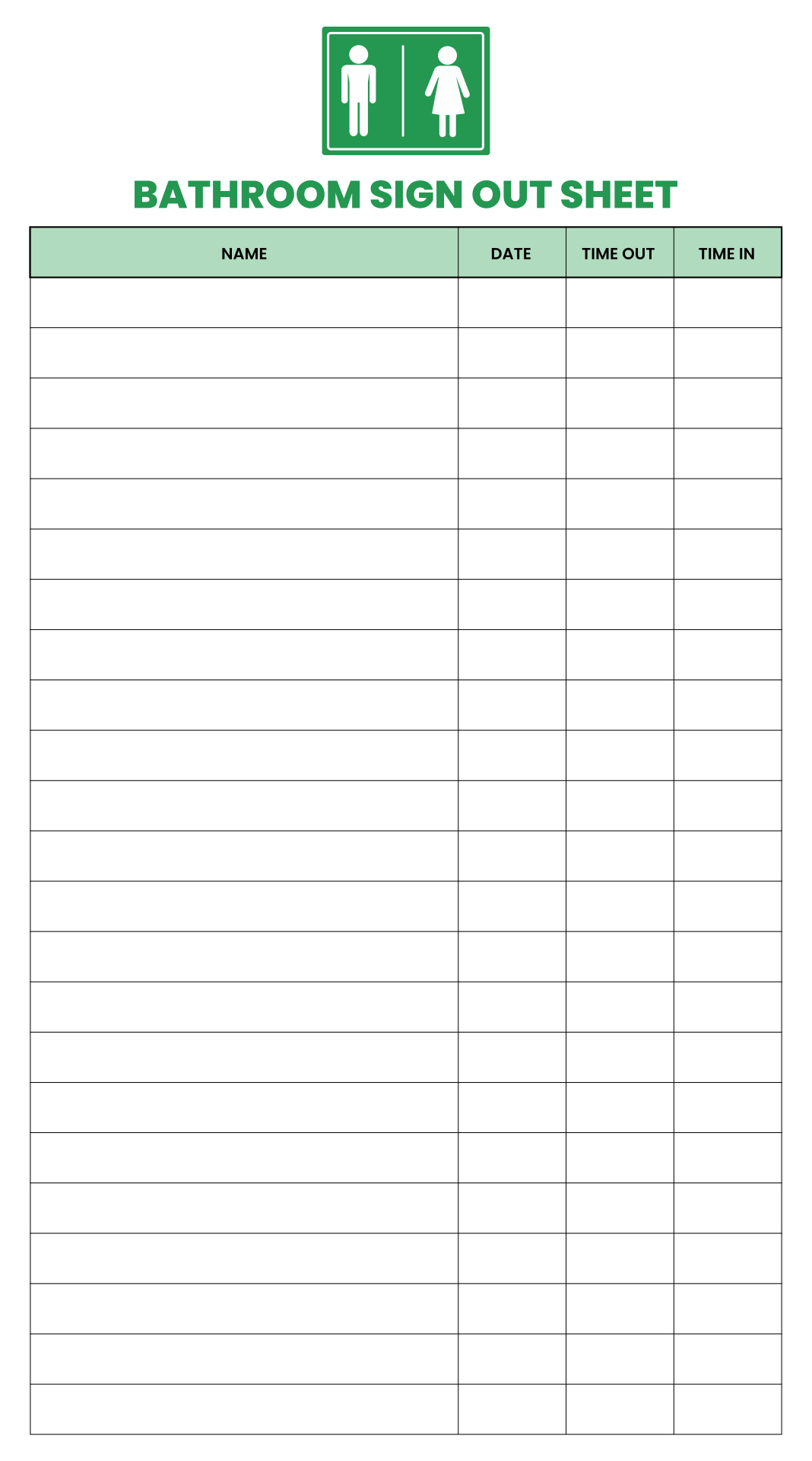 Printable Bathroom Sign Out Sheet Free Printable Templates