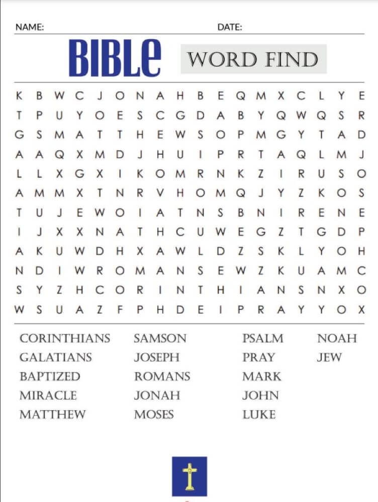 Printable Bible Word Search PrintableLib