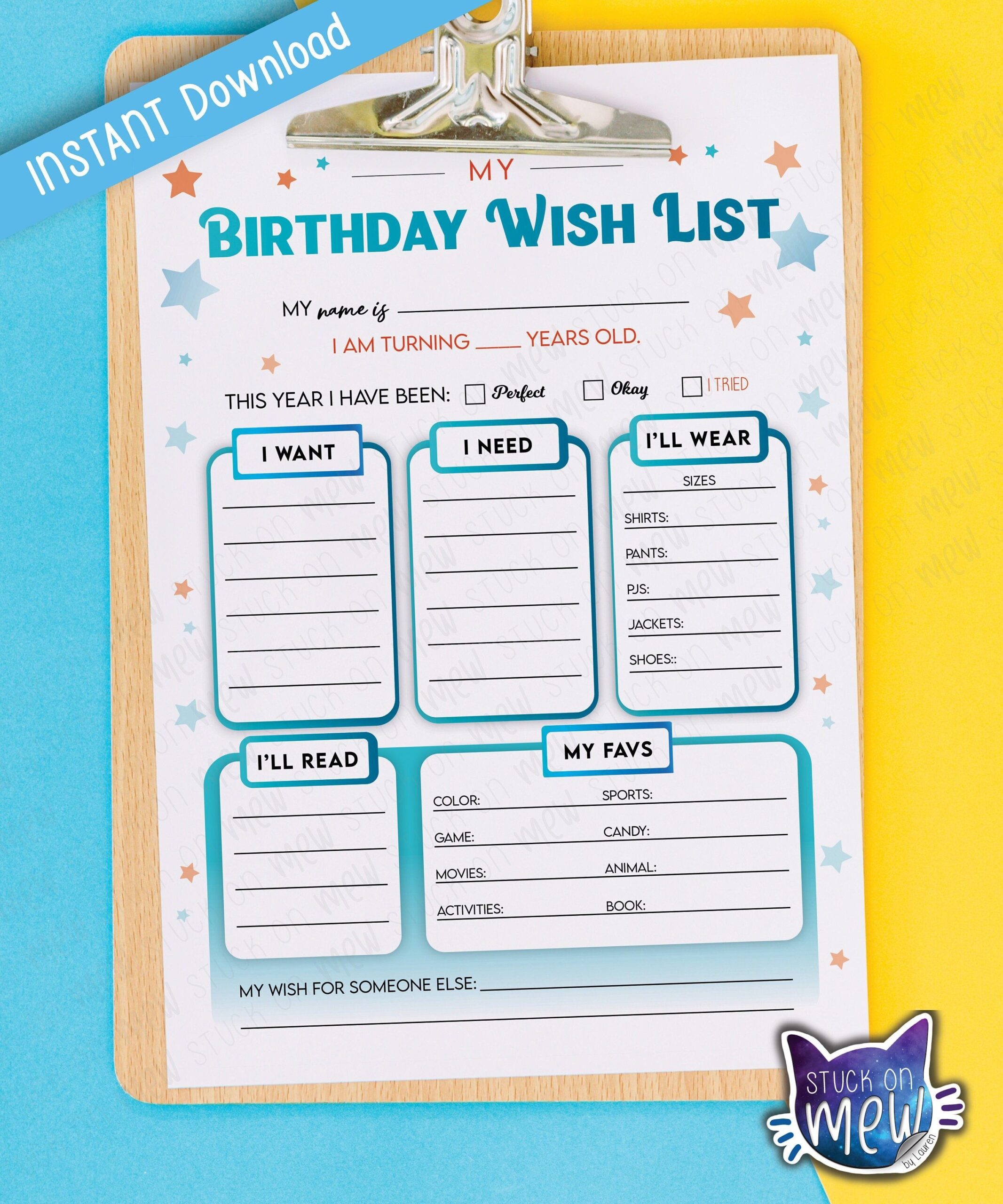 Printable Birthday Gift Wish List Template Kid 39 s Birthday Wish List 