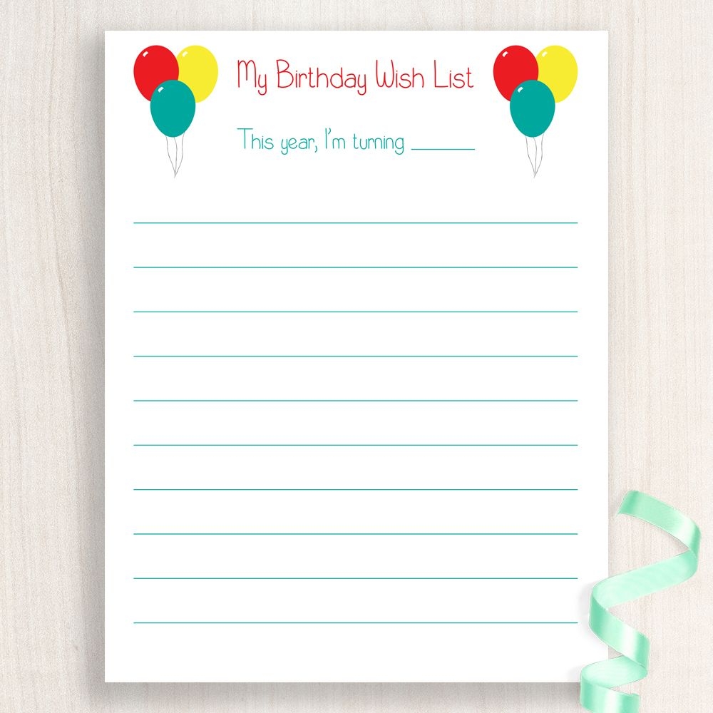 Printable Birthday Wish List Printable Word Searches