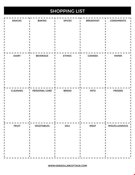 Printable Blank Shopping List