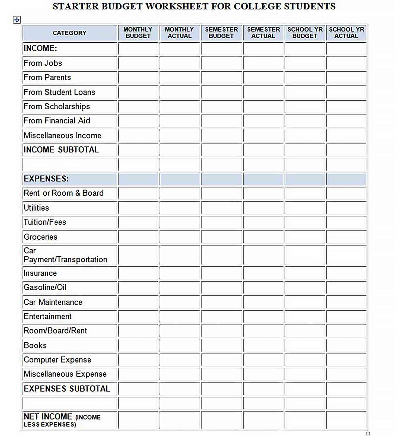 Printable Budgeting Template Printable Worksheets