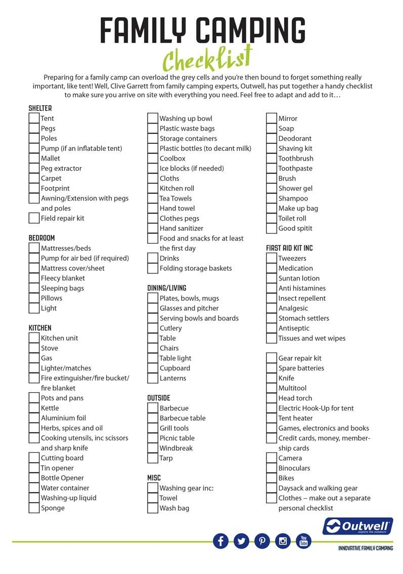 Printable Camping List