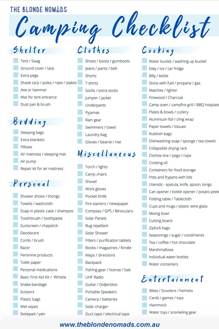 Printable Camping List