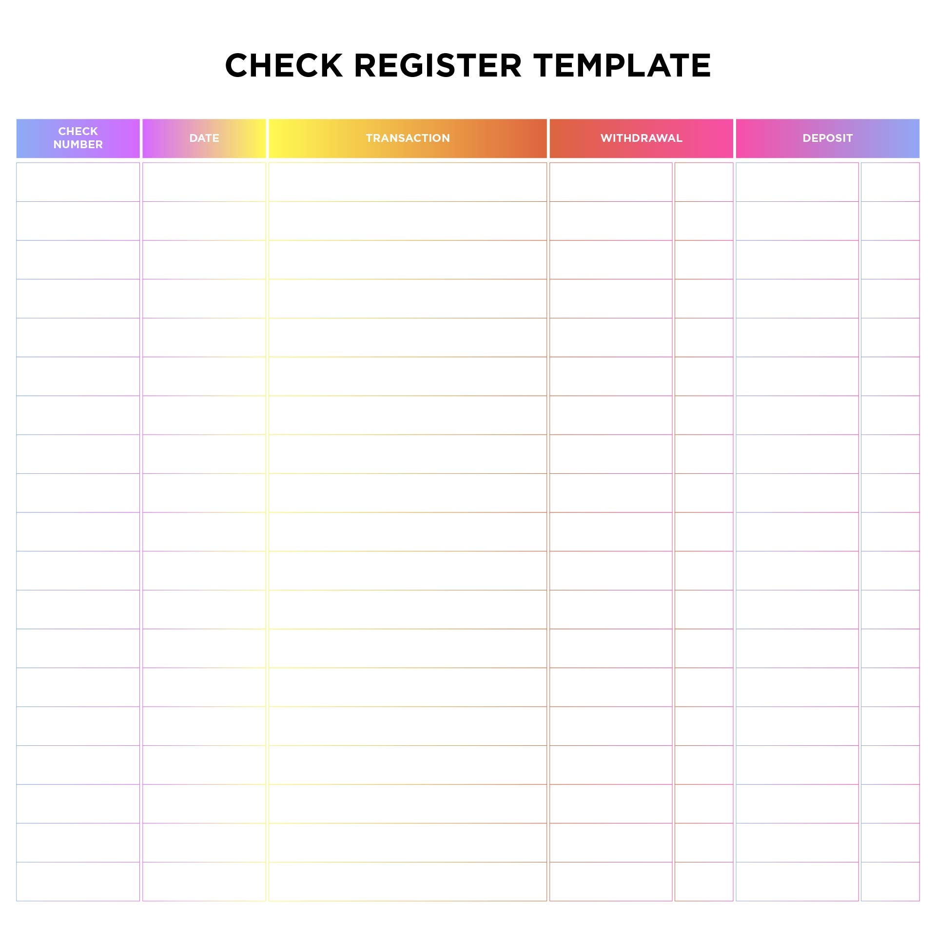 Printable Check Register Form Free Printable Forms Free Online