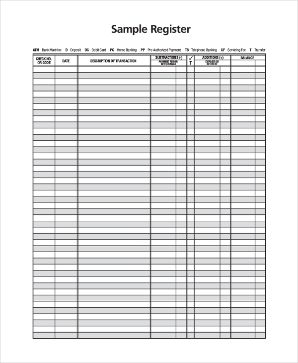 Printable Checking Account Register Template Free Templates Printable