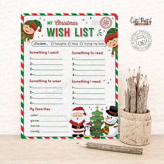 Printable Christmas List For Santa Mom Wife Busy Life