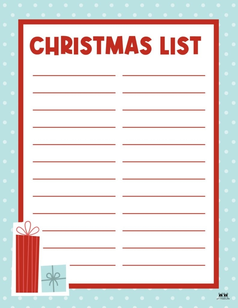 Printable Christmas Lists 25 FREE Printables Printabulls Free Printable