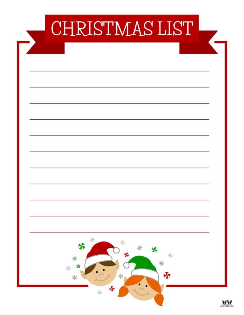 Printable Christmas Lists 25 FREE Printables Printabulls Printable 