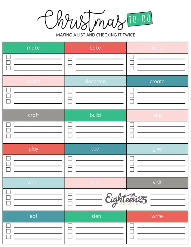 Printable Christmas To Do List Eighteen25