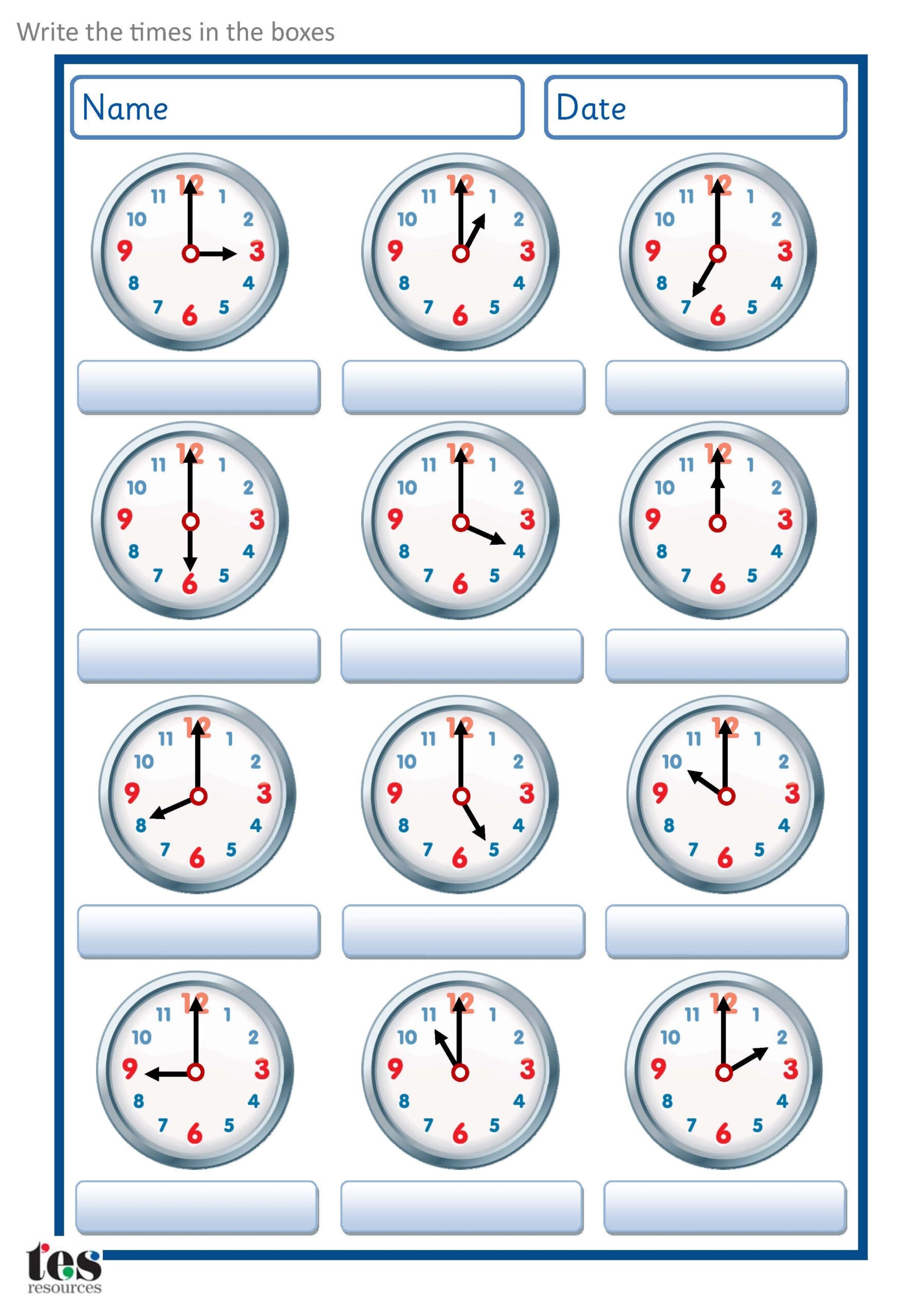 Printable Clock Worksheets Printable Worksheets