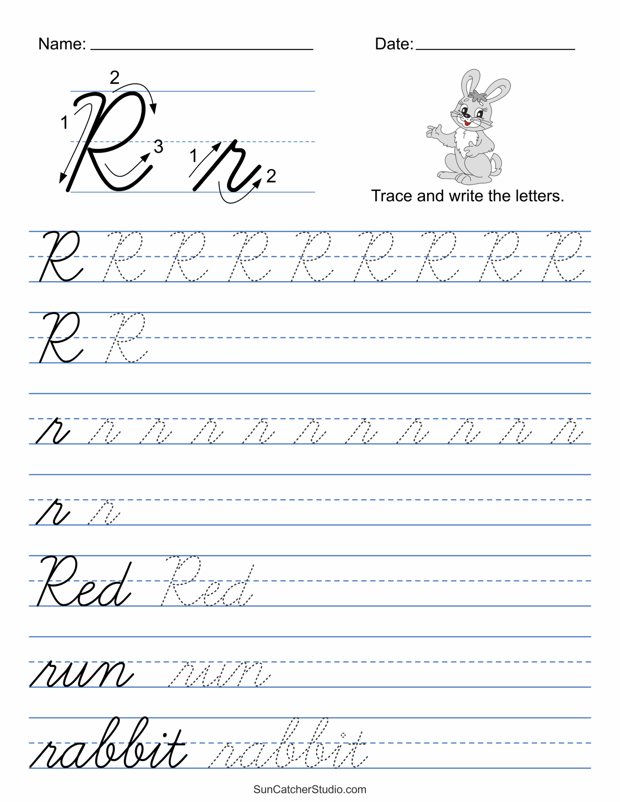 Printable Cursive Handwriting Worksheets Practice Letters DIY 