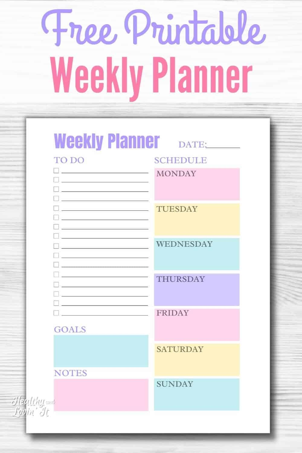 Printable Cute Weekly Planner Template