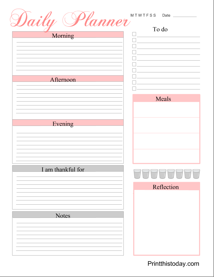 Printable Daily Planner Pages