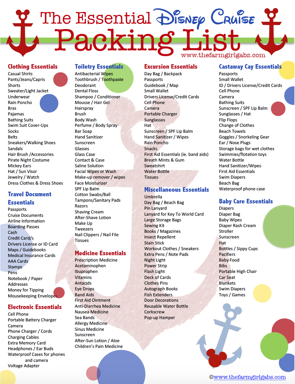 Printable Disney Cruise Packing List Timothy J Booker