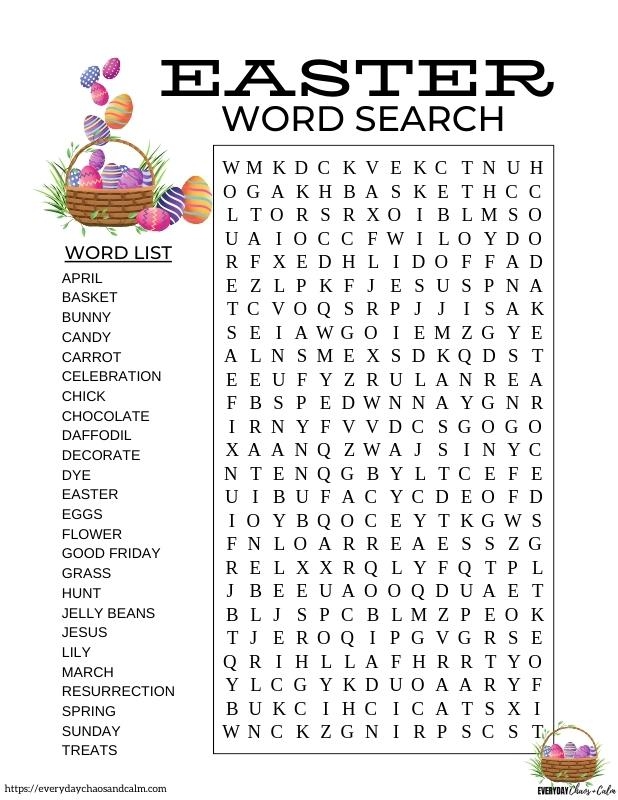 Printable Easter Word Searches For Kids 48 OFF