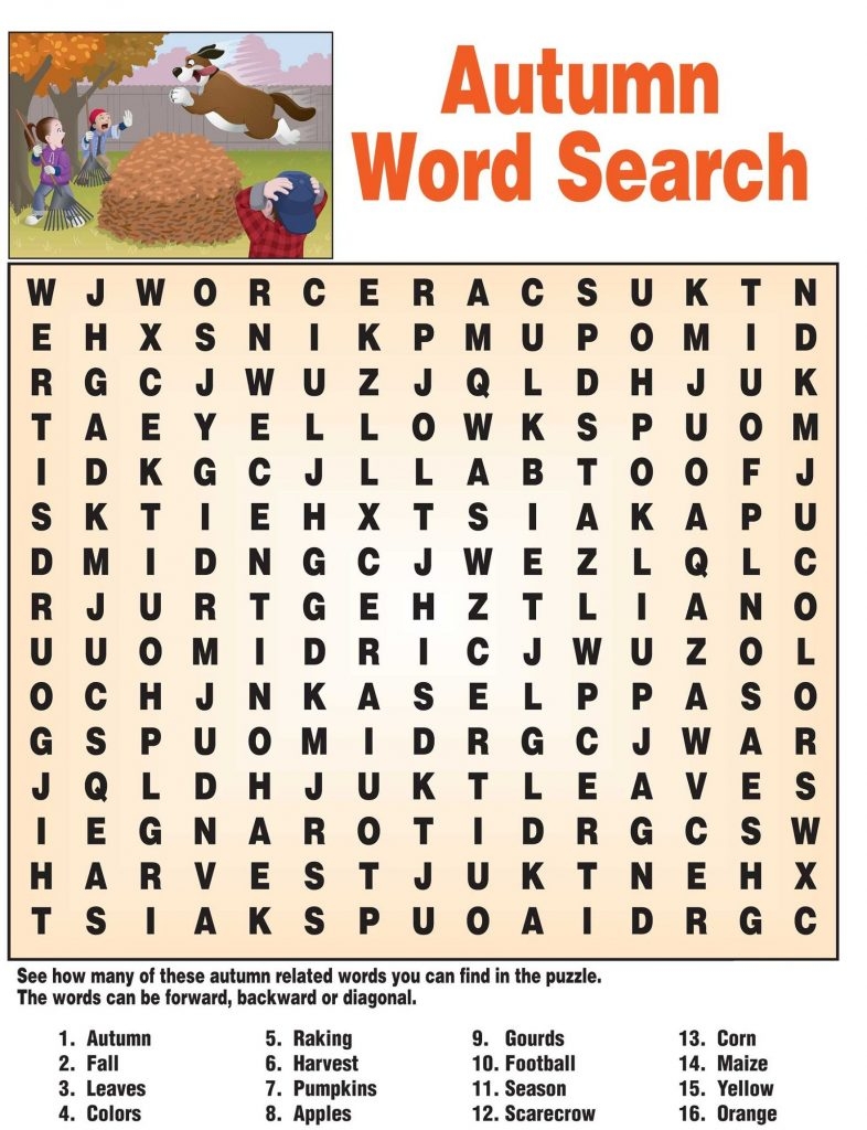 Printable Fall Word Search Puzzles Printable Word Searches