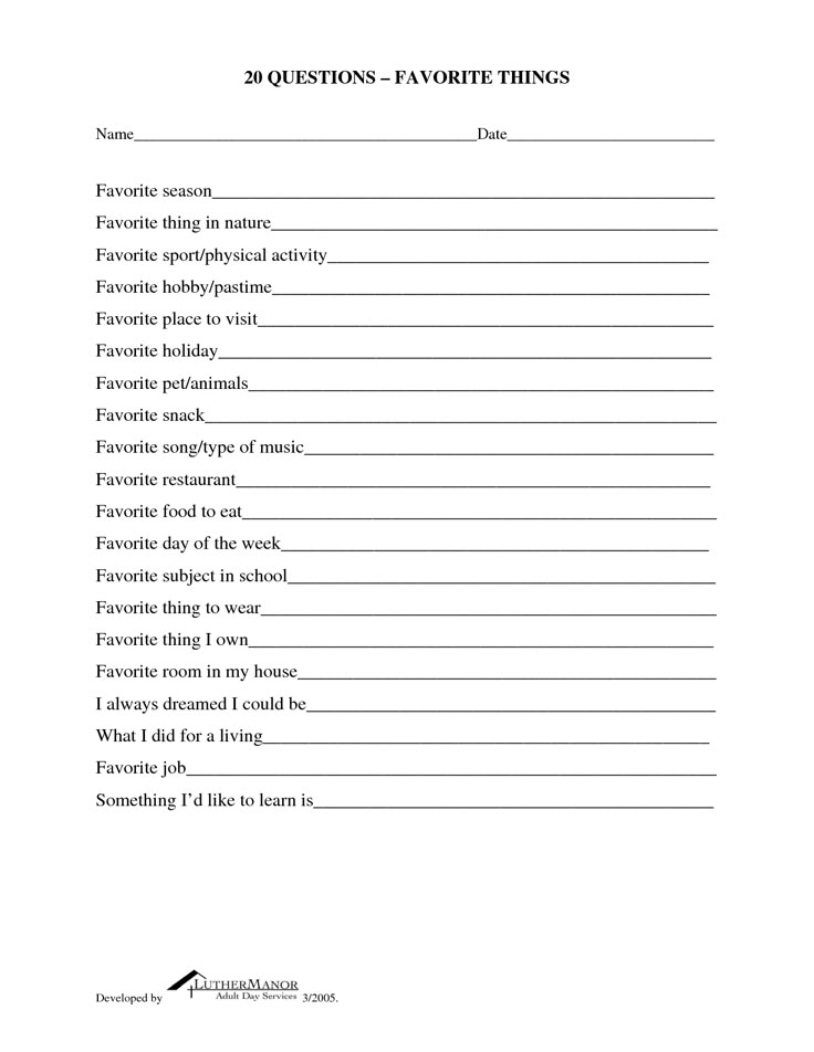 Printable Favorite Things List Printable Word Searches