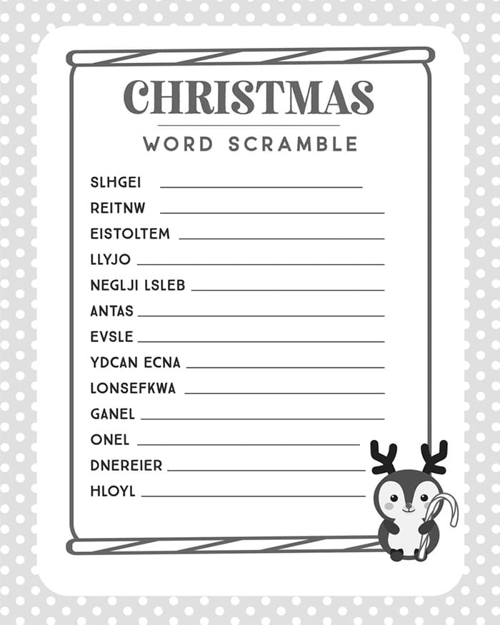Printable Food Word Scramble Christmas Free Download And Print For You 