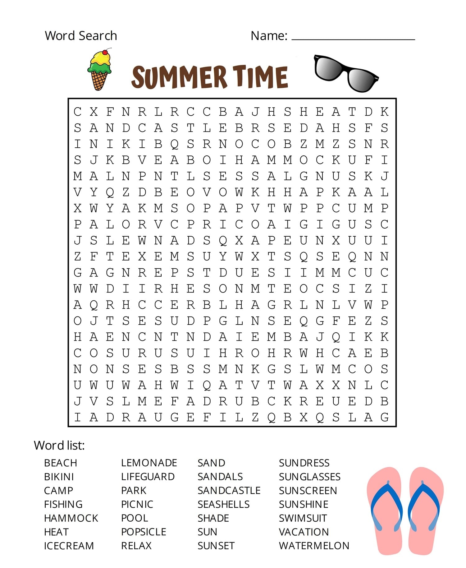 Printable Fun Summer Word Search Puzzle Free Download And Print For You 