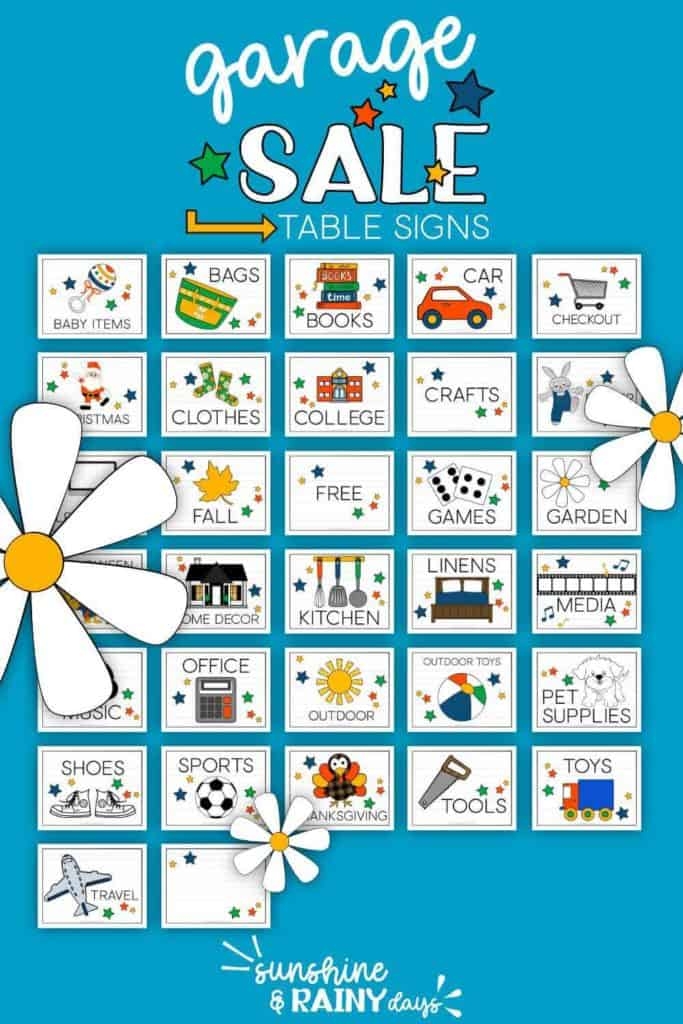 Printable Garage Sale Signs Sunshine And Rainy Days