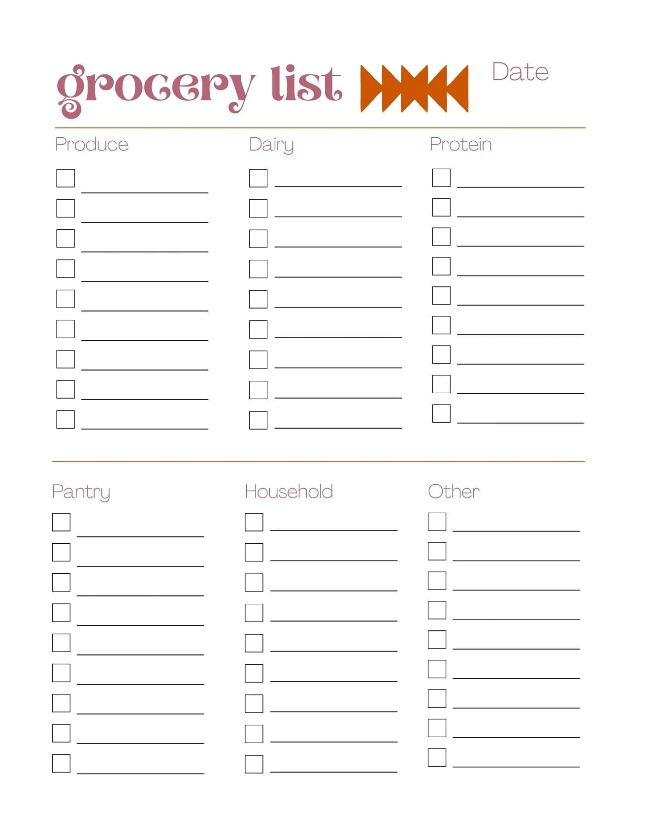 Printable Grocery List Template Images Free Download And Print For You