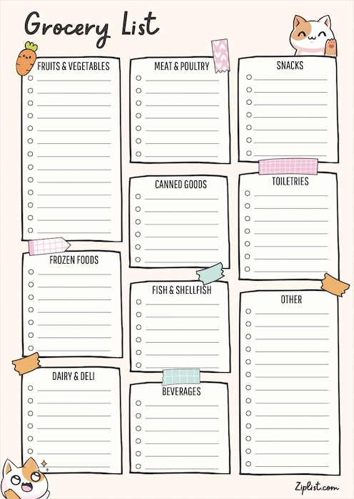 Printable Grocery List Templates In PDF WORD FREE Worksheets Library
