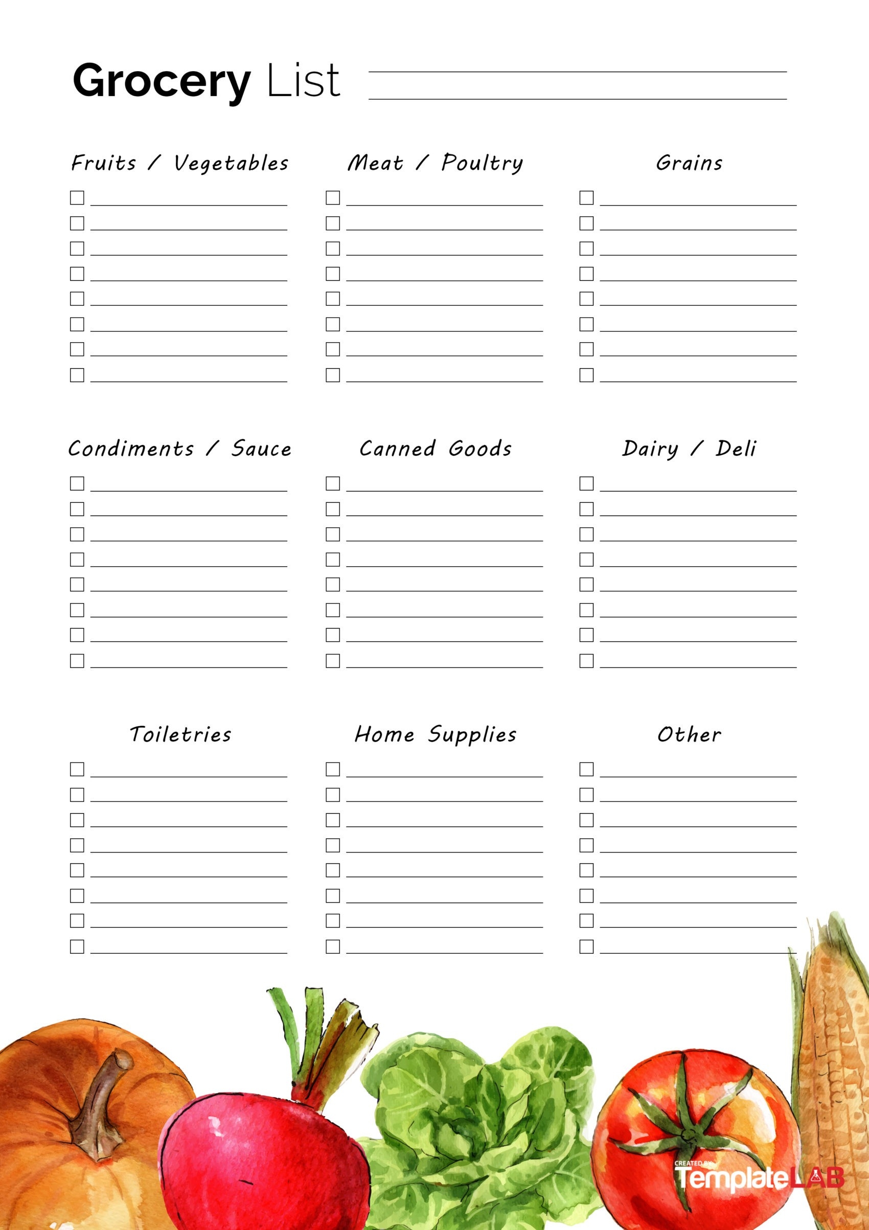 Printable Grocery Shopping List Template Printable Word Searches
