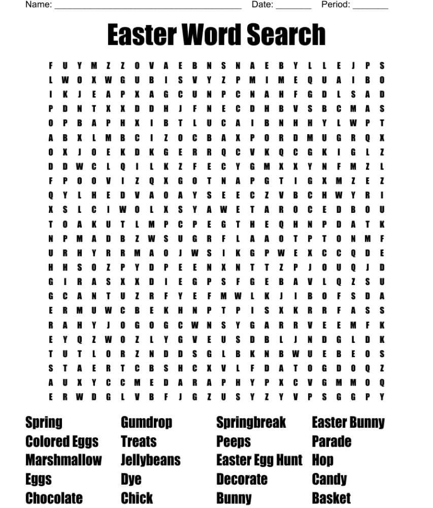Printable Hard Easter Word Search Free Download And Print For You