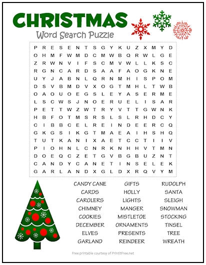 Printable Holiday Word Search Puzzles Printable Free Templates