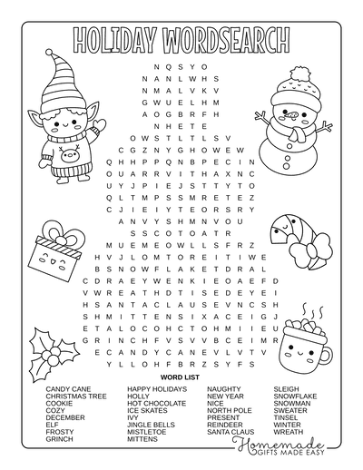 Printable Holiday Word Search Puzzles Printable Free Templates