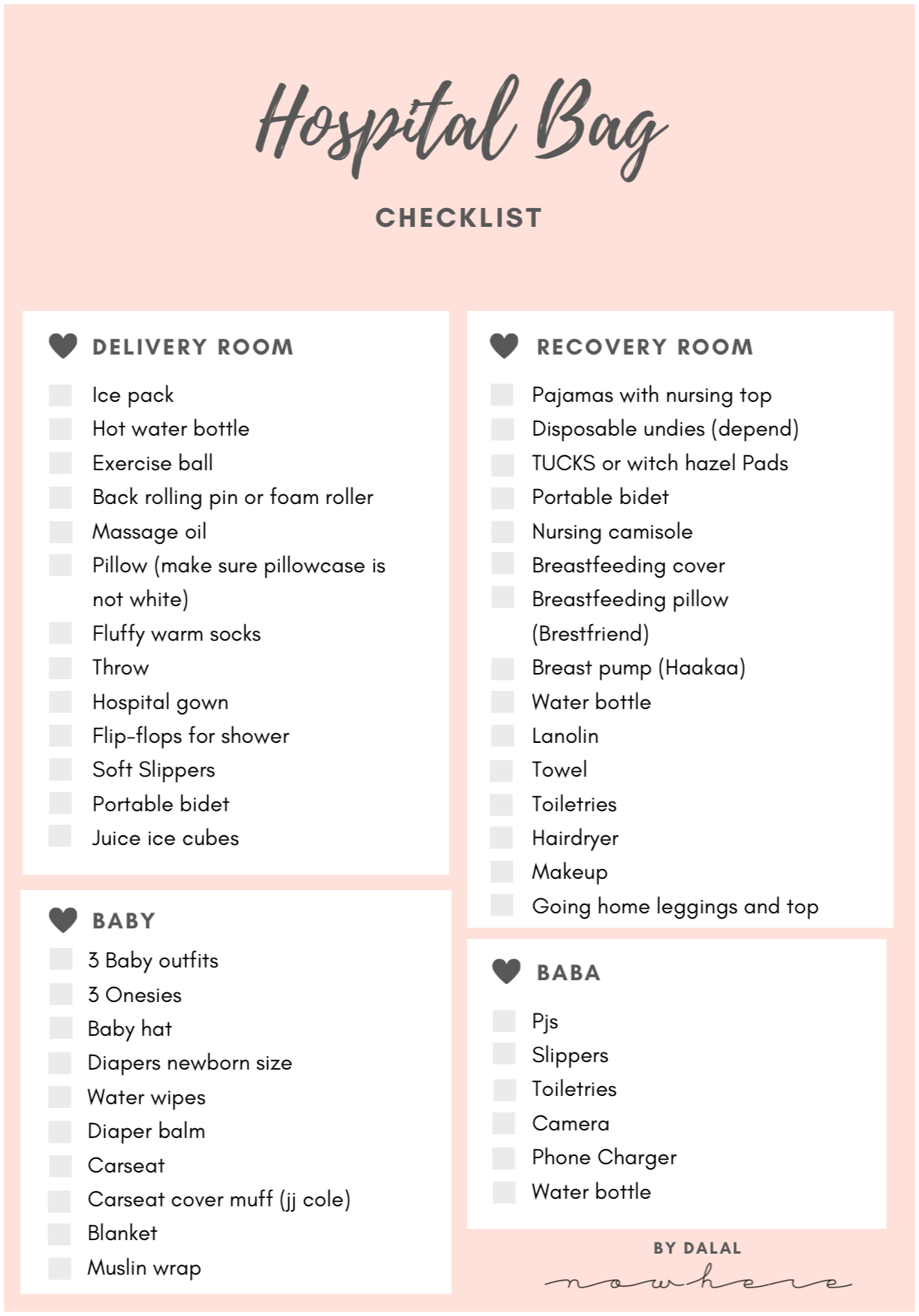 Printable Hospital Bag Checklist ScrapDer