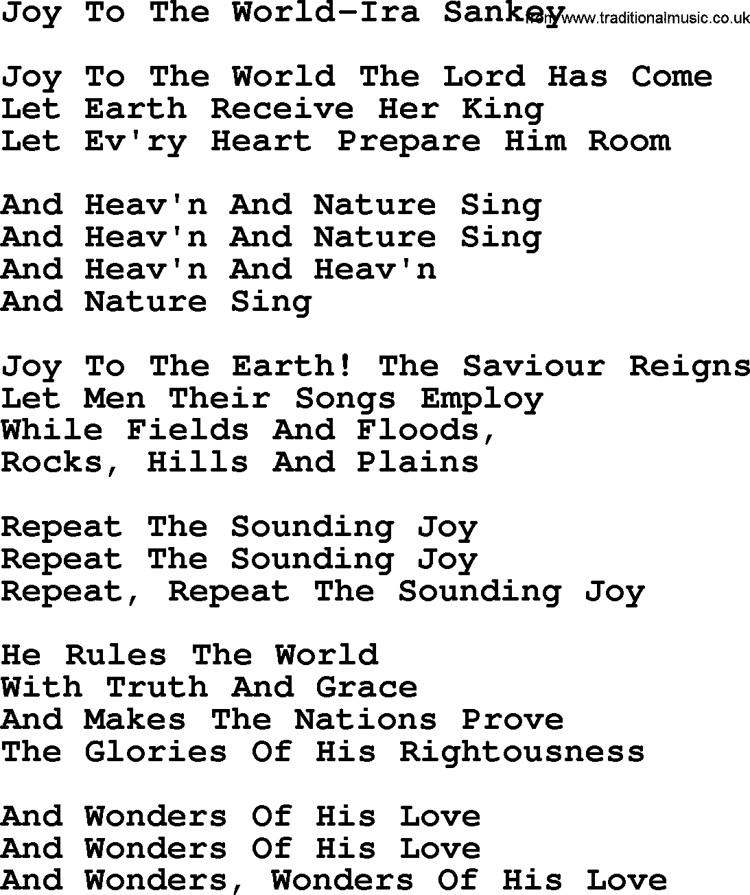 Printable Joy To The World Lyrics Printable Templates