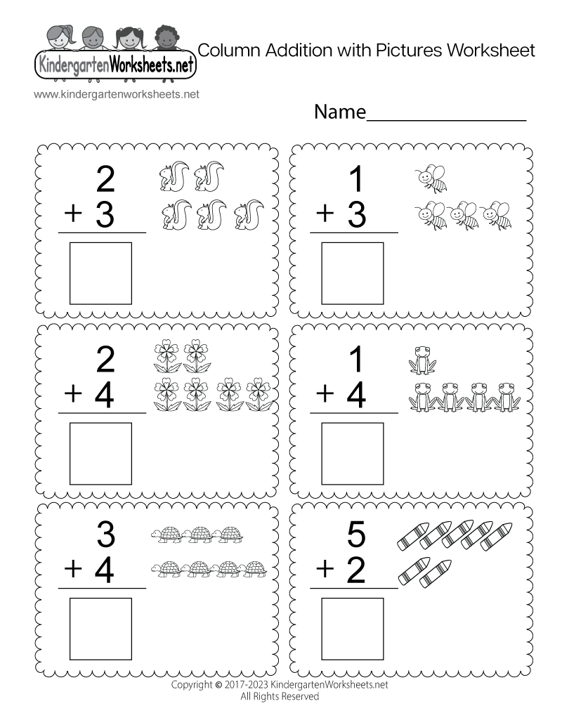 Printable Kindergarten Addition Worksheets