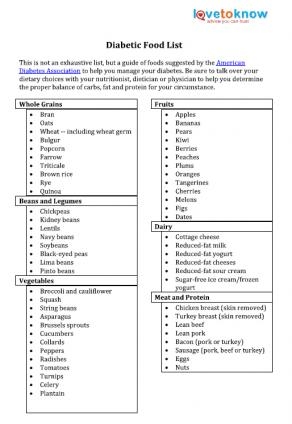 Printable List Of Foods For Diabetics Amulette