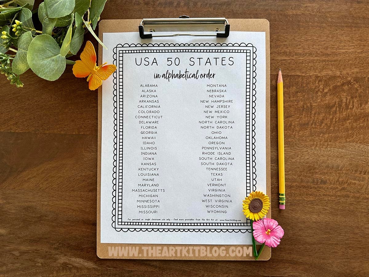 Printable List Of United States In Alphabetical Order Infoupdate