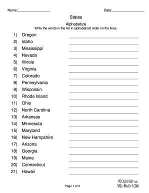 Printable List Of United States In Alphabetical Order Infoupdate