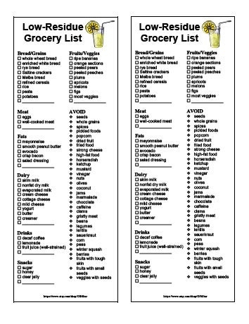 Printable Low Residue Grocery List Diabetic Diet Food Vrogue co