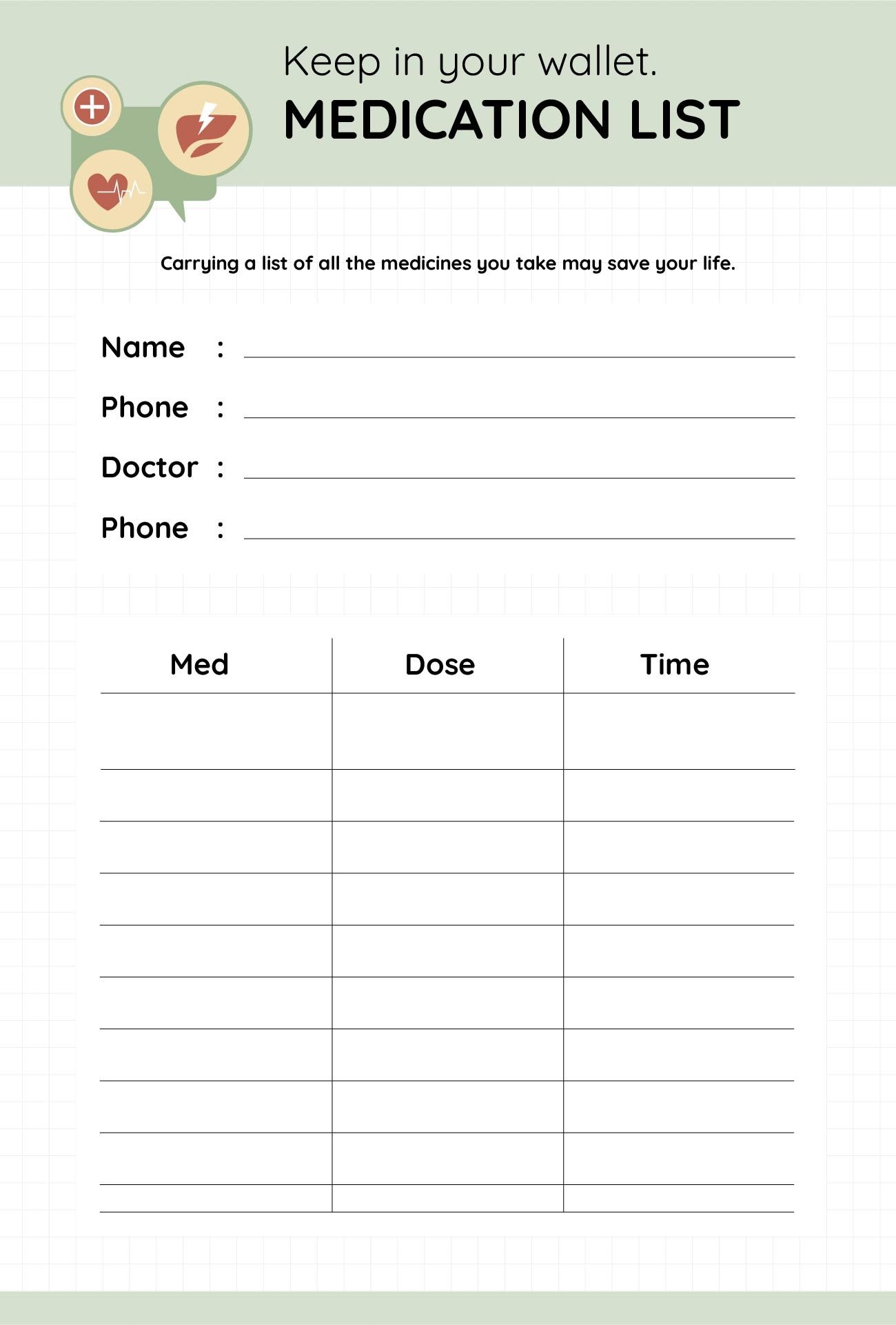 Printable Medication List For Wallet Dev onallcylinders