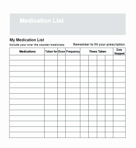 Printable Medication List For Wallet