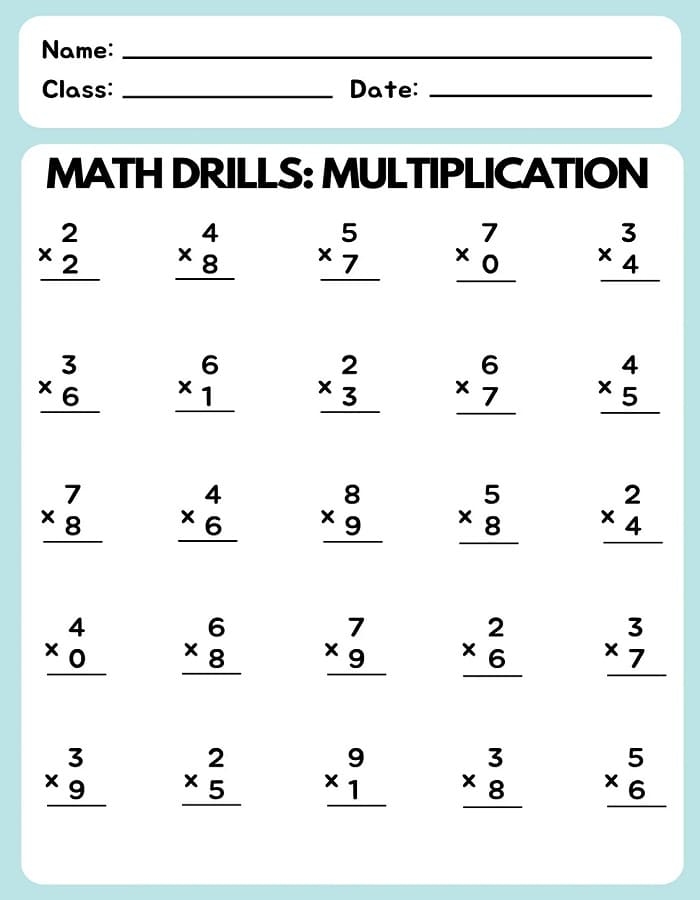 Printable Multiplication Math Worksheets Free Download And Print For You 