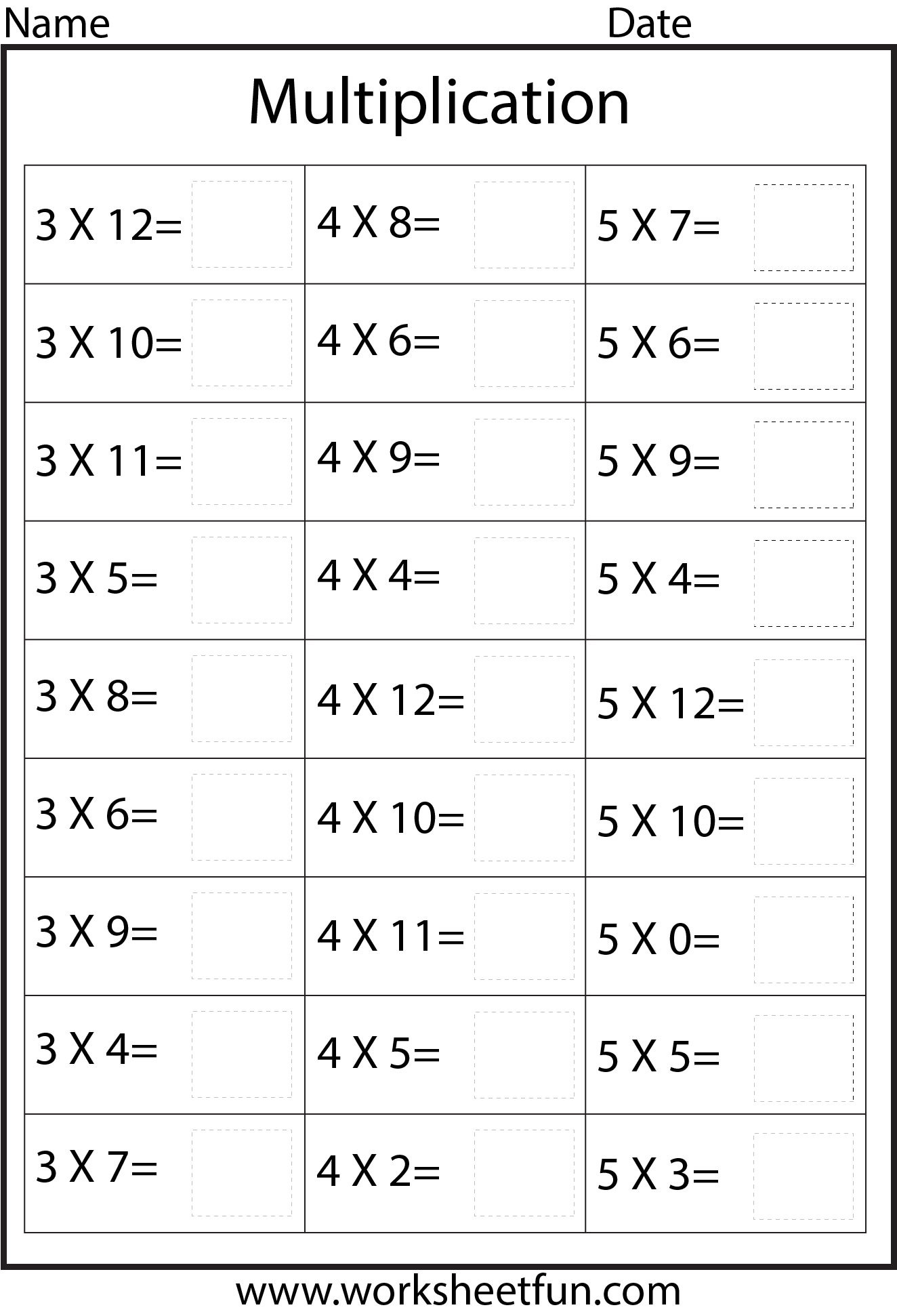 Printable Multiplication Worksheets 3s And 4s Multiplication Worksheets