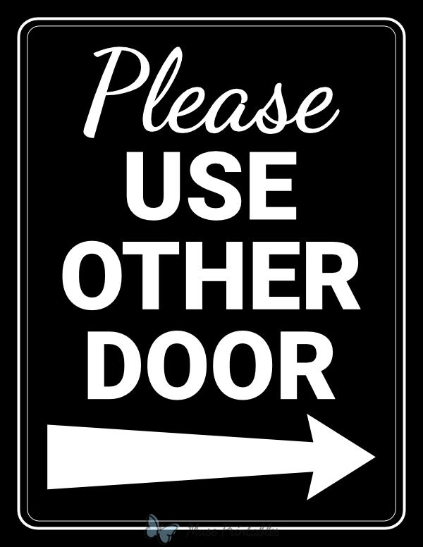 Printable Please Use Other Door Right Arrow Sign