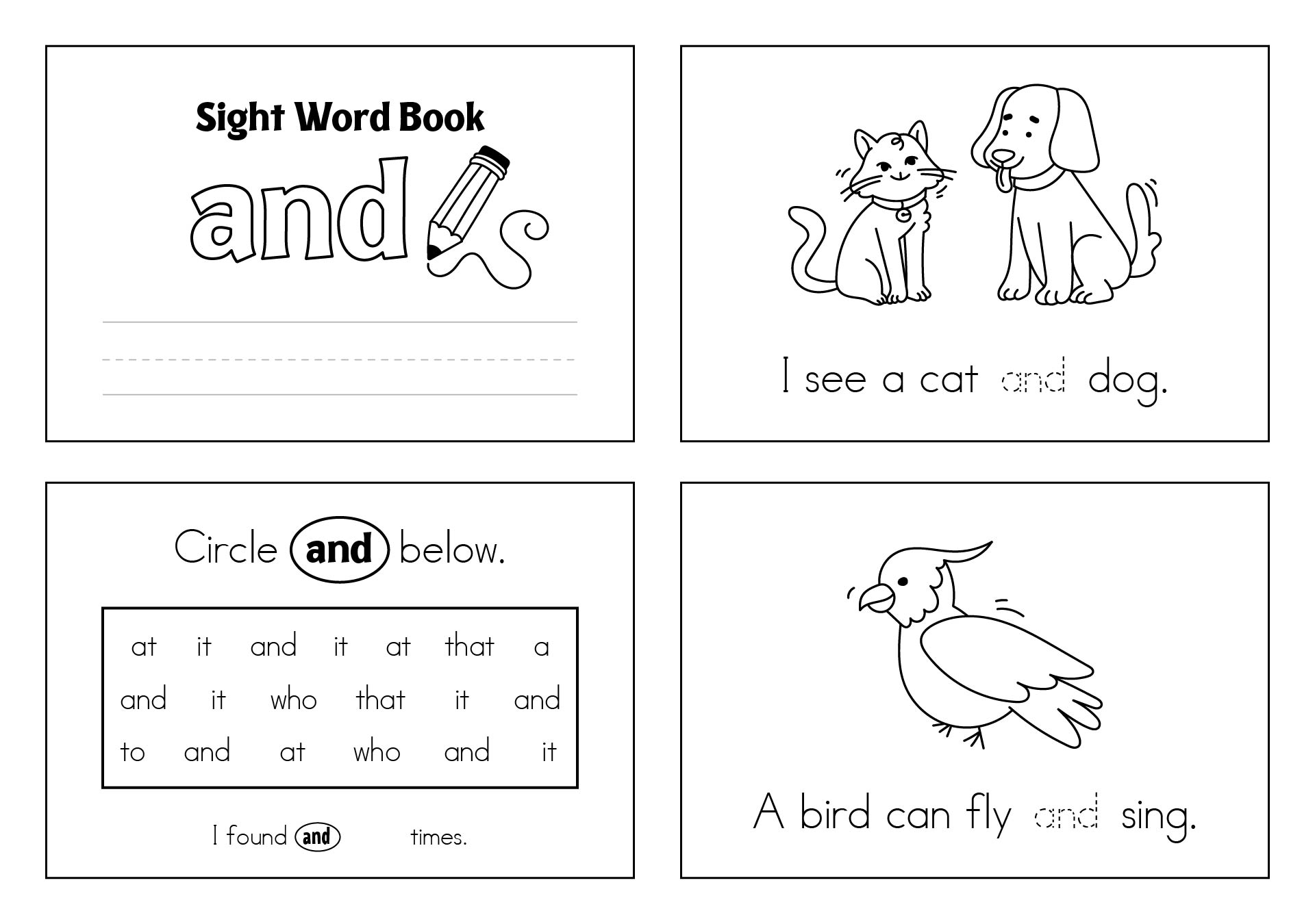 Printable Preschool Sight Word Books Printablee