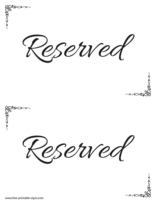 Printable Reserved Sign Template Free Printable Signs