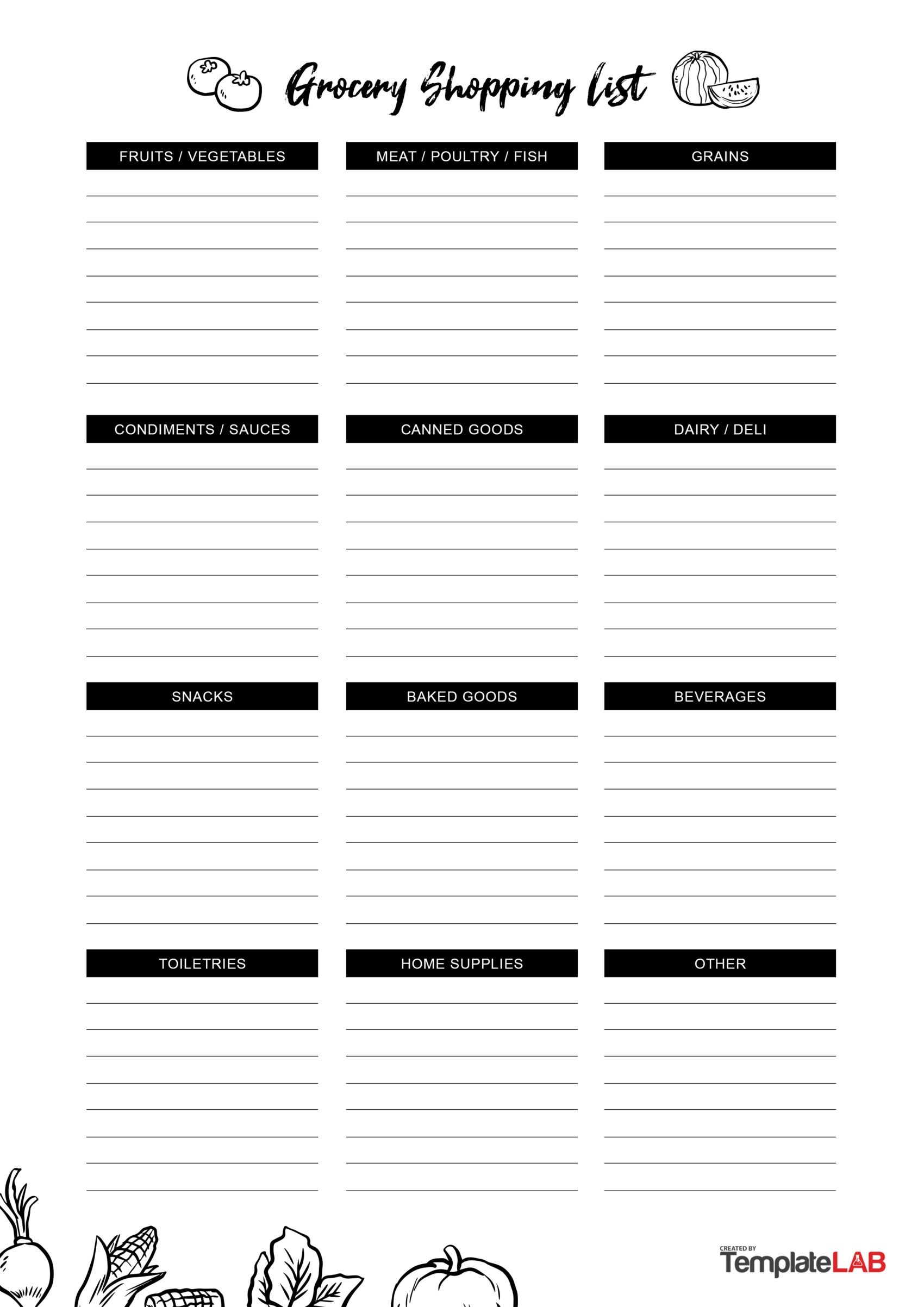 Printable Shopping List For Groceries