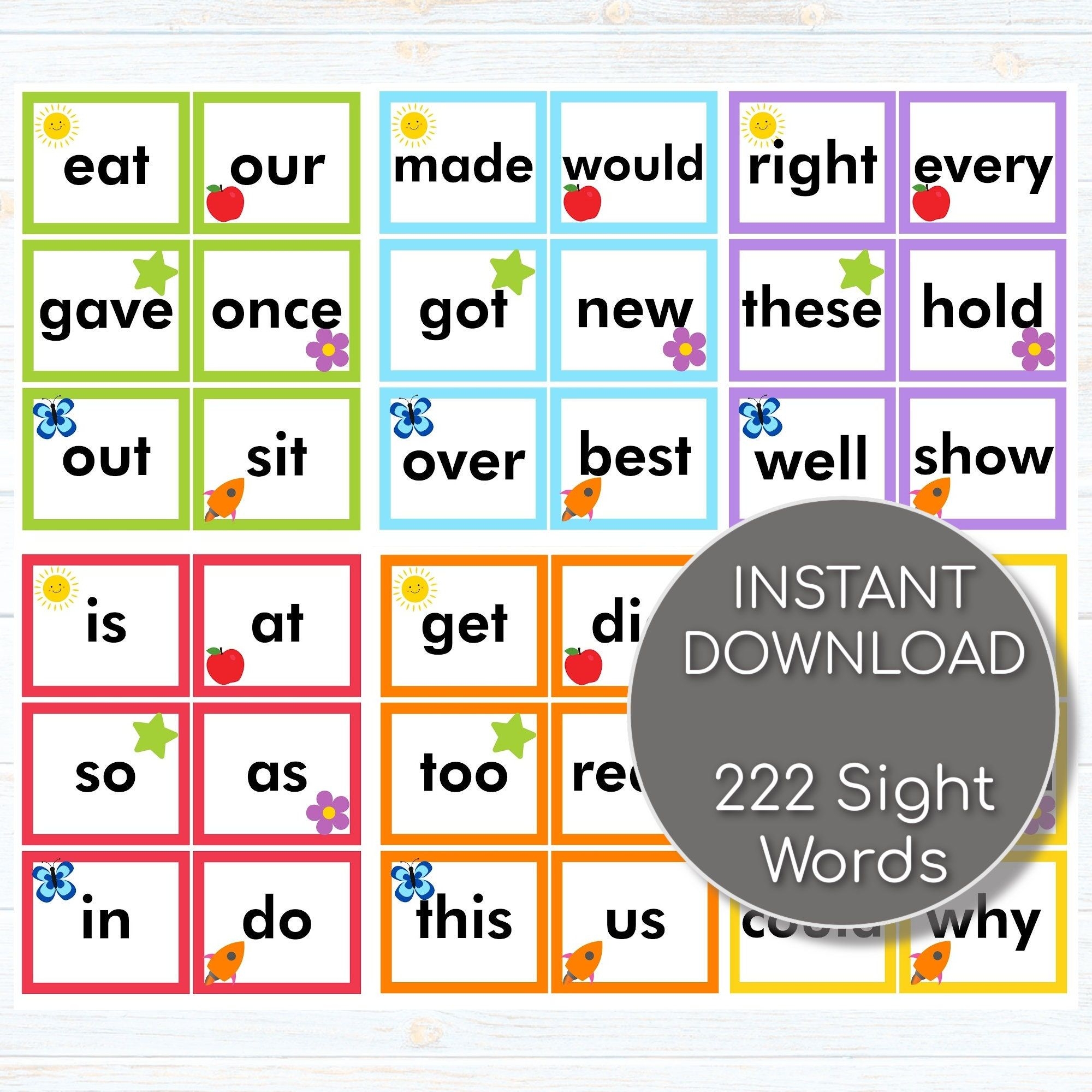 Printable Sight Word Flashcards Kindergarten 1st Grade Sight Words 