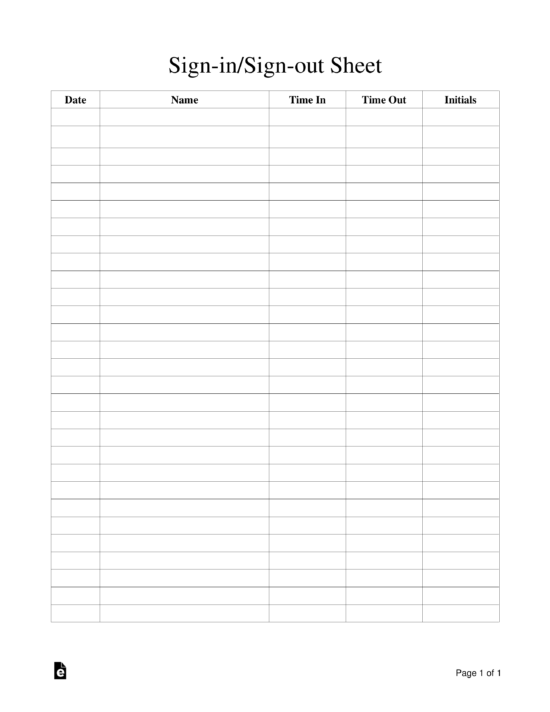 Printable Sign Sheets